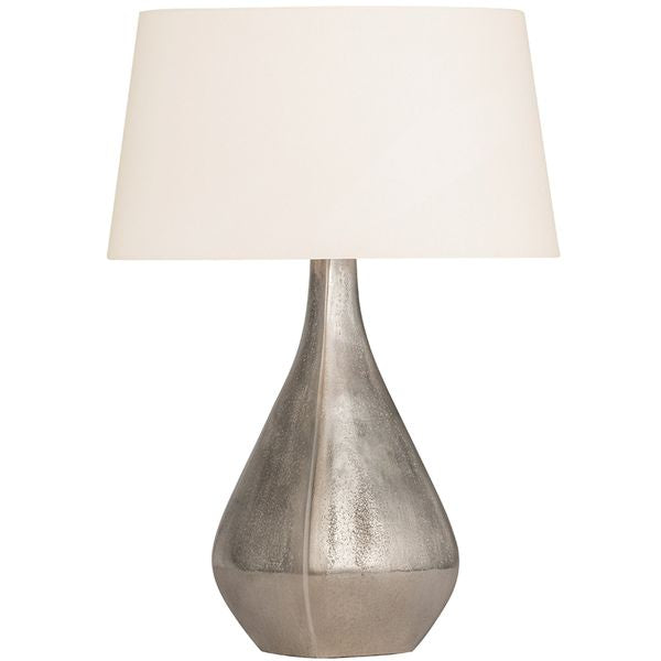 Lampa sto owa o dekoracyjnym profilu z wywazonymi proporcjami w odcieniu bieli