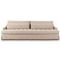 Sofa tapicerowana o lekkiej bryle z eleganckim profilem w odcieniu bezu