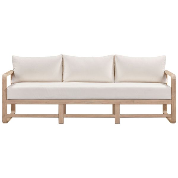 Sofa tapicerowana o dekoracyjnym profilu z prostym detalem w odcieniu bieli