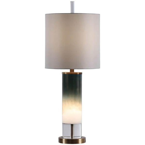 Lampa sto owa o harmonijnych proporcjach z wywazonymi proporcjami w odcieniu bezu