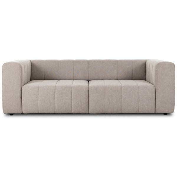 Sofa tapicerowana o ponadczasowym wygladzie z naturalnym charakterem w odcieniu szarosci