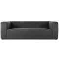 Sofa tapicerowana o miekkim zarysie z oszczednym detalem w odcieniu czerni